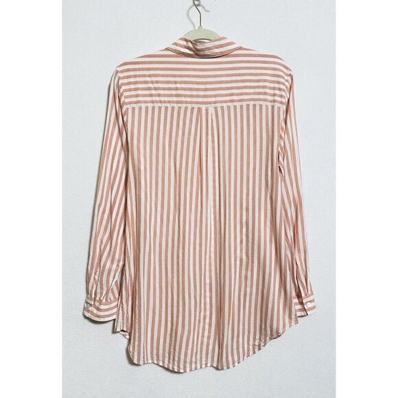 Soft Surroundings Top Womens Medium Striped Button Up Tunic Red Lightweight - Picture 4 of 8
